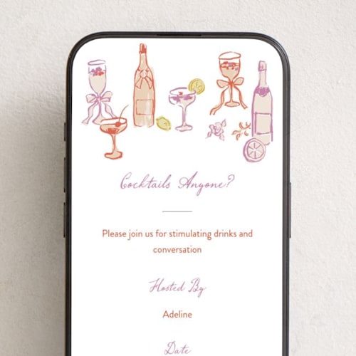 This is a orchid online invitations by Cass Loh called cocktails and laughter printing on digital paper in standard