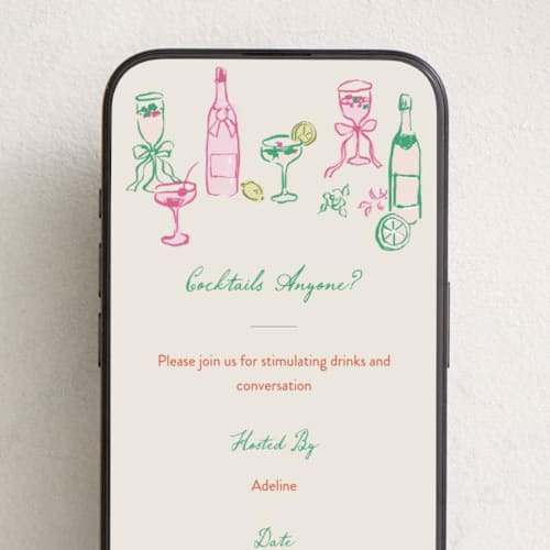 This is a bougainvillea online invitations by Cass Loh called cocktails and laughter printing on digital paper in standard