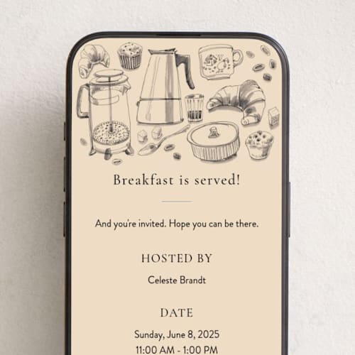 This is a milk coffee online invitations by Catilustre called breakfast with coffee printing on digital paper in standard