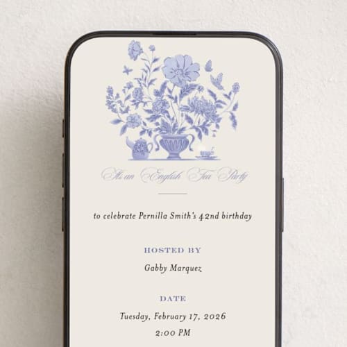 This is a butterfly pea online invitations by Grae called english garden printing on digital paper in standard