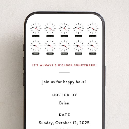 This is a eclipse online invitations by Gwen Bedat called always 5 o'clock printing on digital paper in standard