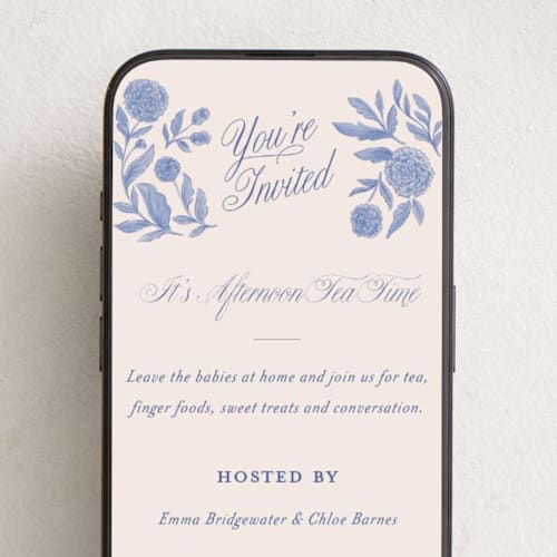 This is a cobalt online invitations by 2birdstone called blue and white carnations printing on digital paper in standard