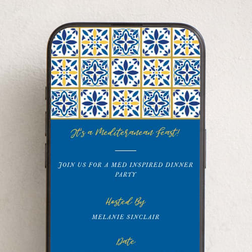 This is a ocean online invitations by Zani van Zyl called mediterranean feast printing on digital paper in standard