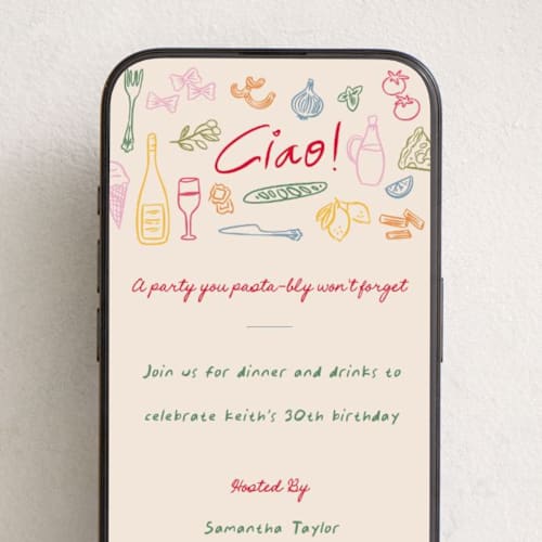 This is a gnocchi online invitations by Creo Study called pasta party printing on digital paper in standard