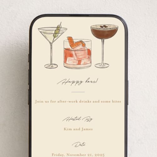 This is a latte online invitations by Creo Study called happy hour cocktails printing on digital paper in standard