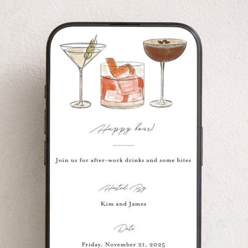 This is a milk online invitations by Creo Study called happy hour cocktails printing on digital paper in standard
