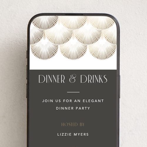This is a charcoal online invitations by Robert and Stella called deco drinks printing on digital paper in standard