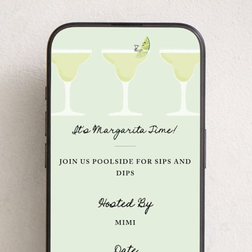 This is a lime online invitations by mo kelley called it's margarita time printing on digital paper in standard