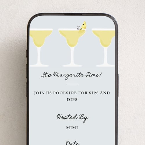 This is a lemon online invitations by mo kelley called it's margarita time printing on digital paper in standard