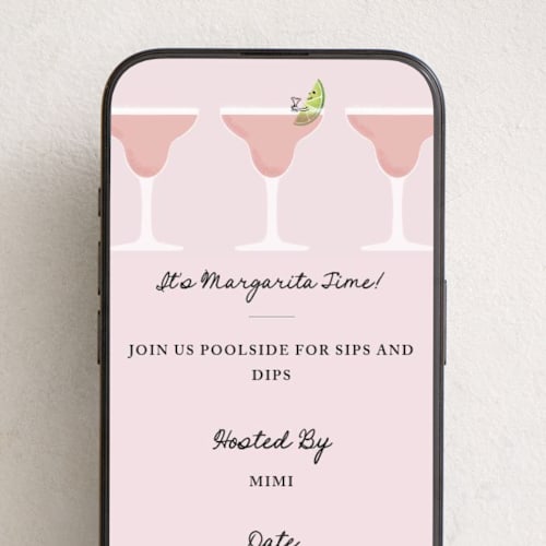 This is a strawberry online invitations by mo kelley called it's margarita time printing on digital paper in standard