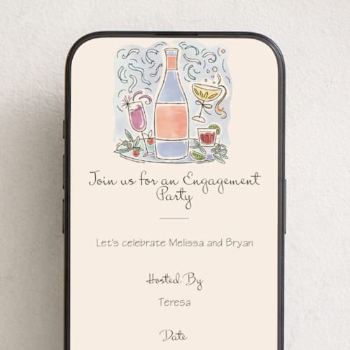 This is a champagne online invitations by Paper Sun Studio called shindig printing on digital paper in standard