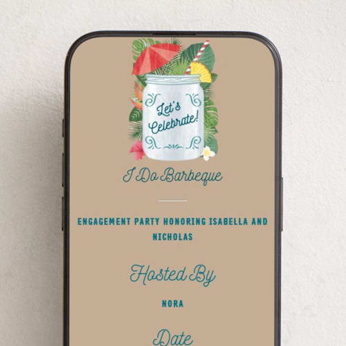 This is a kraft online invitations by Paper Sun Studio called tropical celebration printing on digital paper in standard