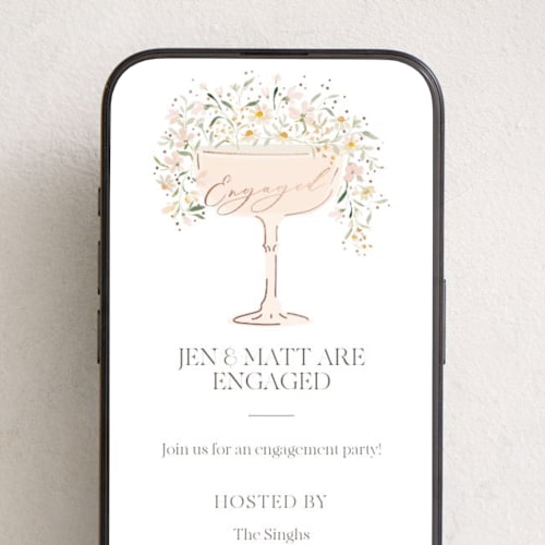 This is a blush online invitations by Itsy Belle Studio called garden engagement printing on digital paper in standard