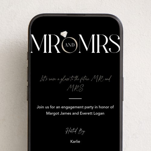 This is a onyx online invitations by Robert and Stella called mr. & mrs. printing on digital paper in standard