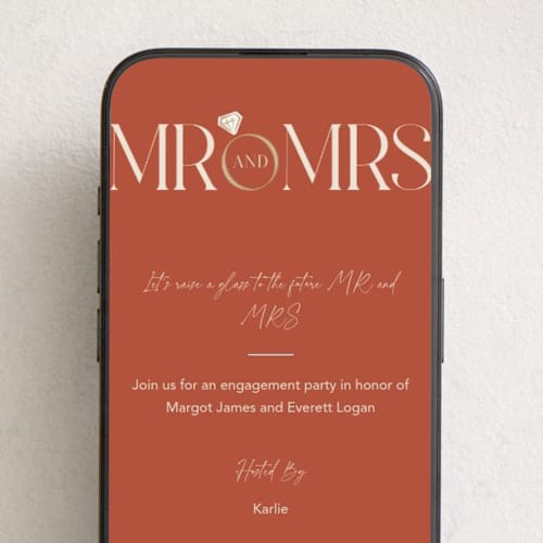 This is a terracotta online invitations by Robert and Stella called mr. & mrs. printing on digital paper in standard