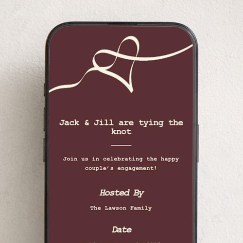This is a maroon online invitations by Catherine Buan called tie the knot printing on digital paper in standard