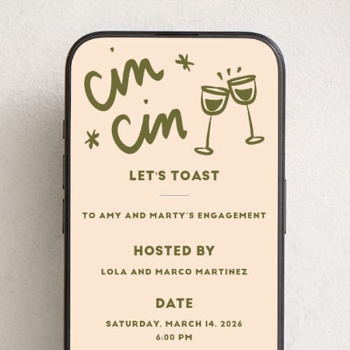 This is a olive online invitations by Ani Somi called saluti printing on digital paper in standard