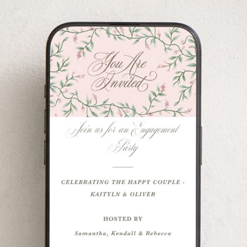 This is a romance online invitations by Kristen Smith called wisteria printing on digital paper in standard
