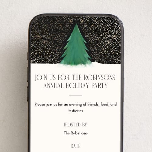 This is a night sky online invitations by Julie Murray called snowfall printing on digital paper in standard