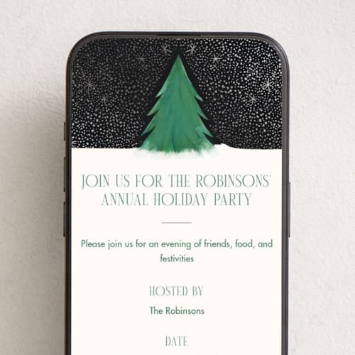 This is a evergreen online invitations by Julie Murray called snowfall printing on digital paper in standard