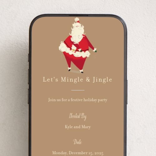 This is a kraft online invitations by Baumbirdy called santa flaus printing on digital paper in standard