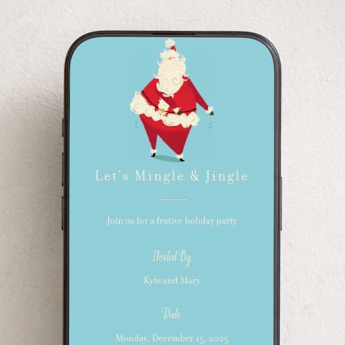 This is a winter sky online invitations by Baumbirdy called santa flaus printing on digital paper in standard