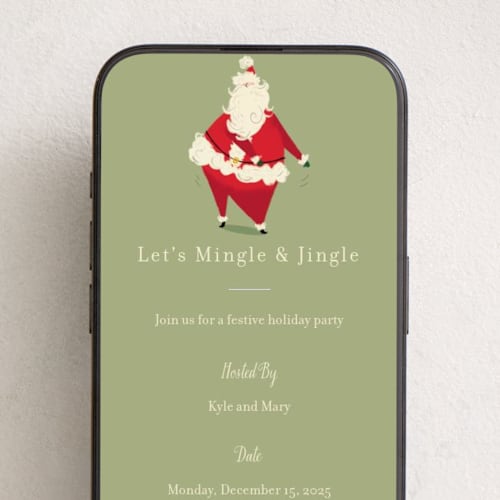 This is a pine online invitations by Baumbirdy called santa flaus printing on digital paper in standard