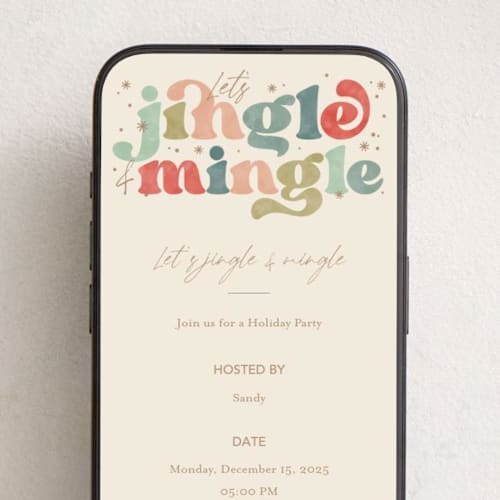 This is a pine needles online invitations by Creo Study called jingle and mingle type printing on digital paper in standard