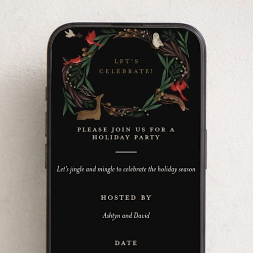 This is a eggnog online invitations by Grae called holiday faunae printing on digital paper in standard