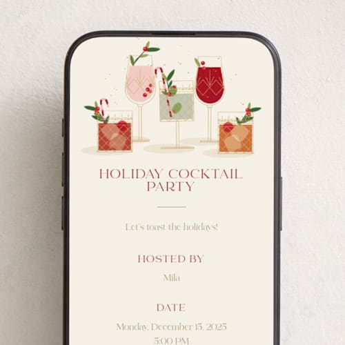 This is a manhattan online invitations by Susan Zinader called holiday spirits printing on digital paper in standard