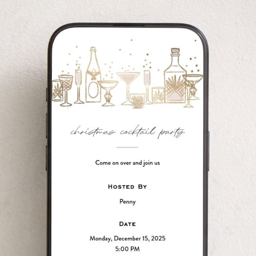 This is a snow online invitations by Pati Cascino called holiday cocktail party printing on digital paper in standard