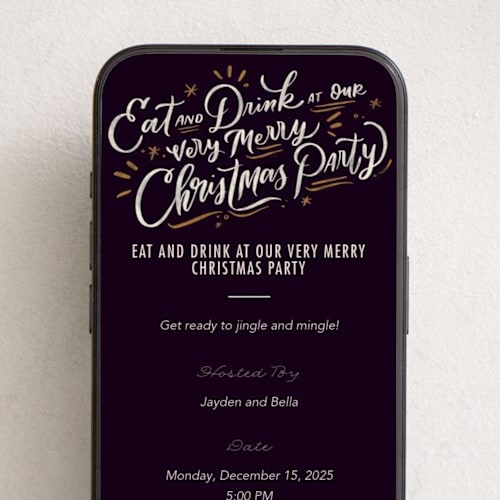 This is a raven online invitations by Stephanie Hawkes called very merry party printing on digital paper in standard