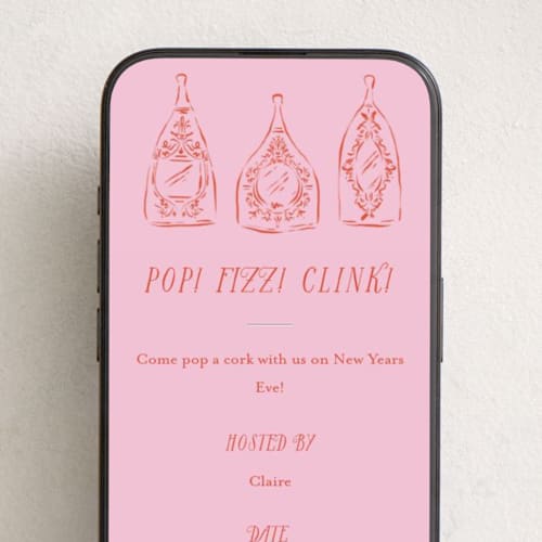 This is a ruby online invitations by Jackie Crawford called champagne party pop printing on digital paper in standard