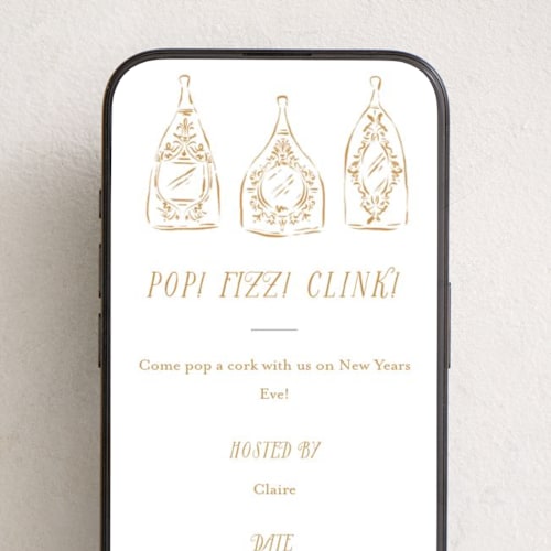 This is a champagne online invitations by Jackie Crawford called champagne party pop printing on digital paper in standard