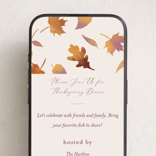 This is a parchment online invitations by Jamie Alexander called autumn leaves printing on digital paper in standard