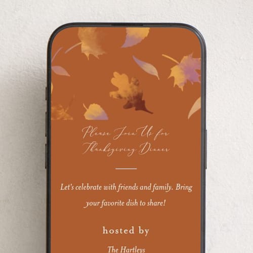 This is a ember online invitations by Jamie Alexander called autumn leaves printing on digital paper in standard