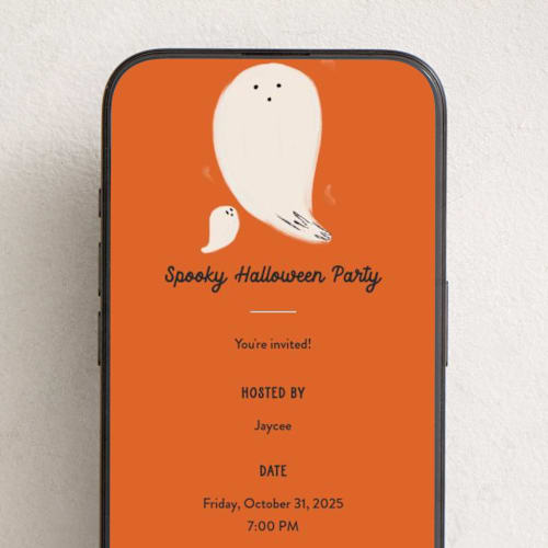 This is a pumpkin online invitations by Gwen Bedat called ghosts printing on digital paper in standard