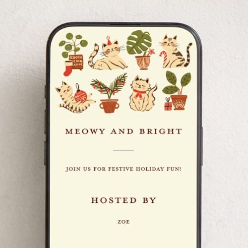 This is a champagne online invitations by Vivian Yiwing called christmas with cats printing on digital paper in standard