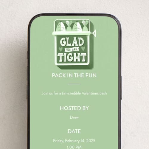 This is a seagreen online invitations by Jess Miller Draws called glad we are tight printing on digital paper in standard