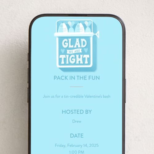 This is a aqua online invitations by Jess Miller Draws called glad we are tight printing on digital paper in standard