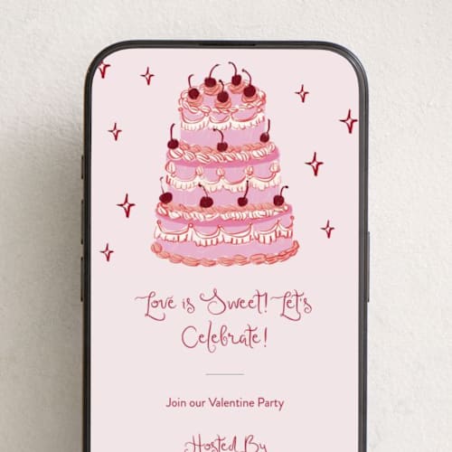 This is a blush online invitations by Cass Loh called vintage wedding cake printing on digital paper in standard