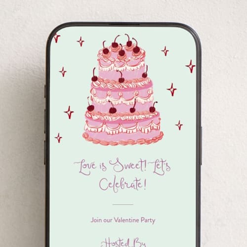 This is a mint online invitations by Cass Loh called vintage wedding cake printing on digital paper in standard