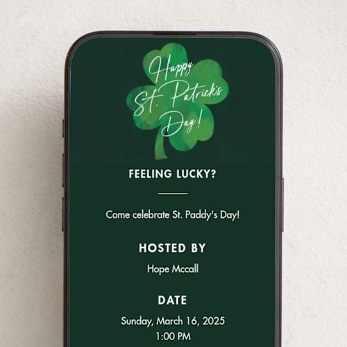This is a clover online invitations by Amy Payne called lucky to know you printing on digital paper in standard