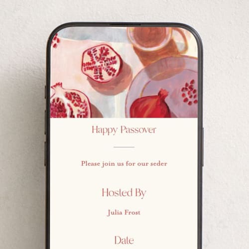 This is a cream online invitations by Kinga Subject called pomegranate flatlay study printing on digital paper in standard