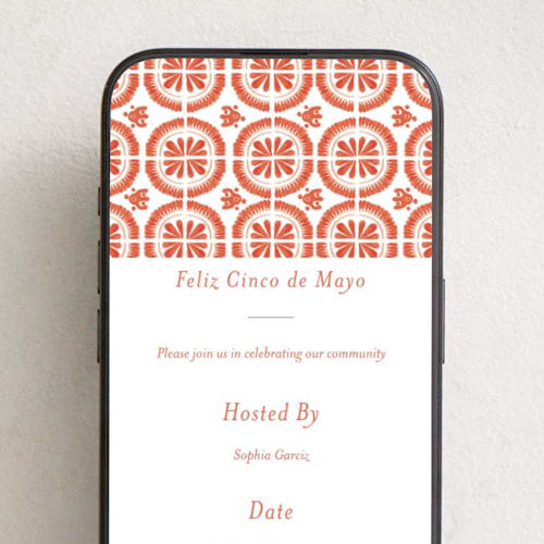 This is a terracotta online invitations by Lagniappe Paper called talavera printing on digital paper in standard