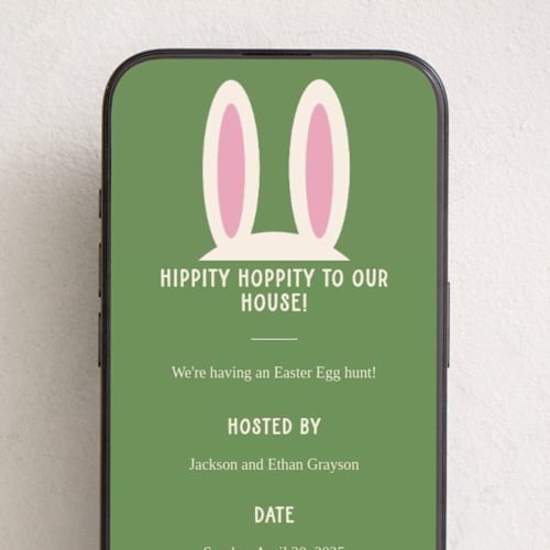 This is a evergreen online invitations by Morgan Kendall called rabbit ears printing on digital paper in standard