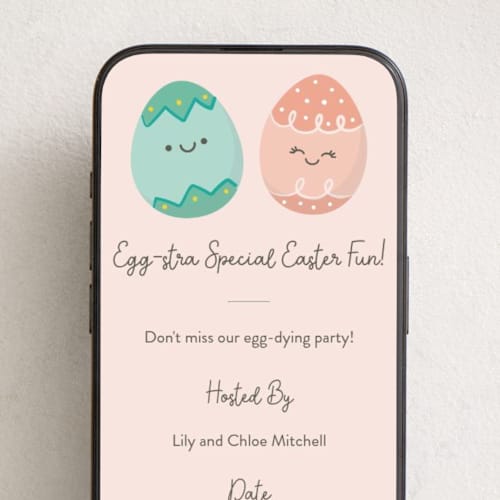 This is a blush online invitations by Annie Holmquist called good egg printing on digital paper in standard