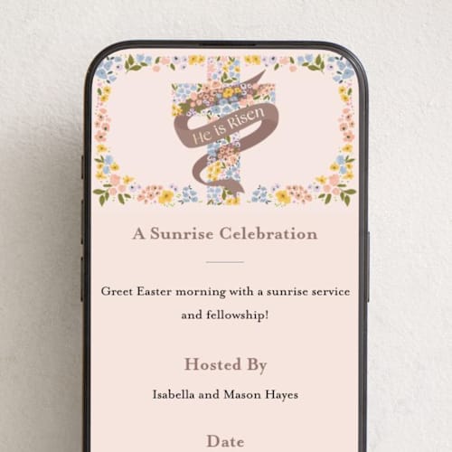 This is a rose quartz online invitations by Vera Lim called floral cross. printing on digital paper in standard