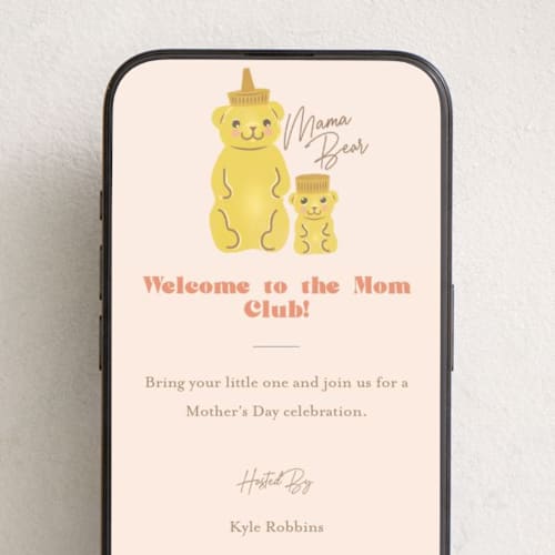 This is a peach online invitations by Karidy Walker called sweetest mama bear printing on digital paper in standard