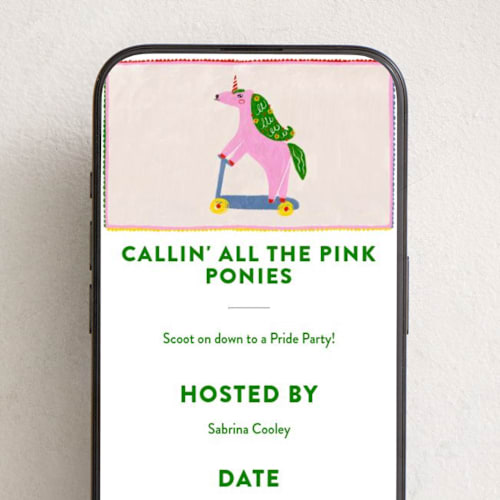 This is a forest online invitations by Kartika Paramita called rollin unicorn printing on digital paper in standard